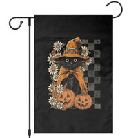 Boho Cat Wild Flowers Garden Flag Vintage Autumn Cozy Black Cat Pumpkin Halloween