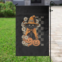 Boho Cat Wild Flowers Garden Flag Vintage Autumn Cozy Black Cat Pumpkin Halloween