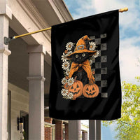 Boho Cat Wild Flowers Garden Flag Vintage Autumn Cozy Black Cat Pumpkin Halloween