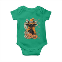 Boho Cat Wild Flowers Baby Onesie Vintage Autumn Cozy Black Cat Pumpkin Halloween