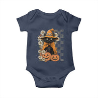Boho Cat Wild Flowers Baby Onesie Vintage Autumn Cozy Black Cat Pumpkin Halloween