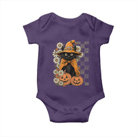 Boho Cat Wild Flowers Baby Onesie Vintage Autumn Cozy Black Cat Pumpkin Halloween