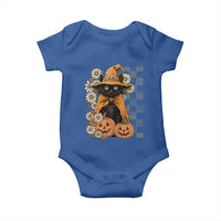 Boho Cat Wild Flowers Baby Onesie Vintage Autumn Cozy Black Cat Pumpkin Halloween