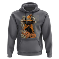 Boho Cat Wild Flowers Hoodie Vintage Autumn Cozy Black Cat Pumpkin Halloween