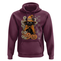 Boho Cat Wild Flowers Hoodie Vintage Autumn Cozy Black Cat Pumpkin Halloween