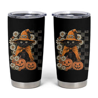 Boho Cat Wild Flowers Tumbler Cup Vintage Autumn Cozy Black Cat Pumpkin Halloween