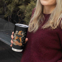 Boho Cat Wild Flowers Tumbler Cup Vintage Autumn Cozy Black Cat Pumpkin Halloween