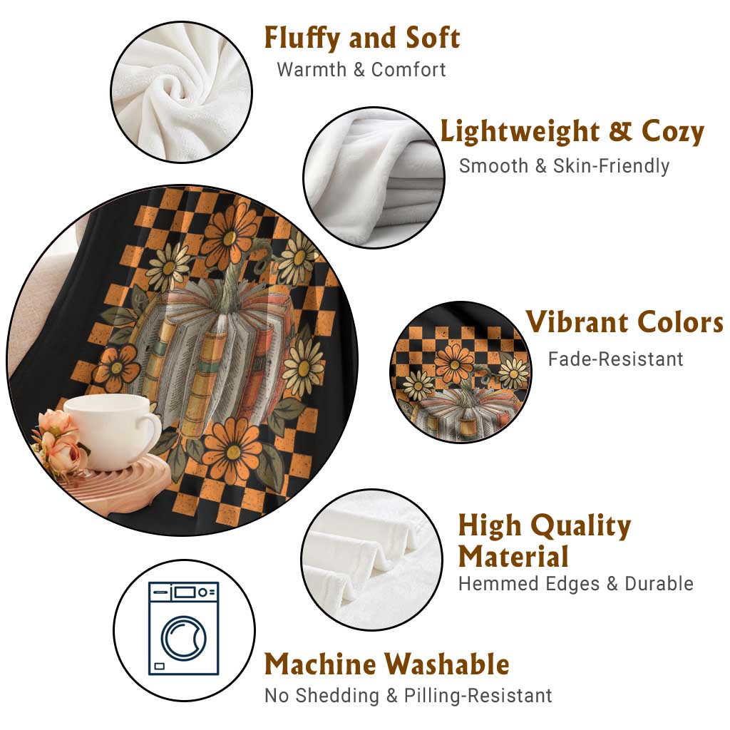 Book Pumpkin Throw Blanket Fall Halloween Book Lover Bookish Gift - Wonder Print Shop