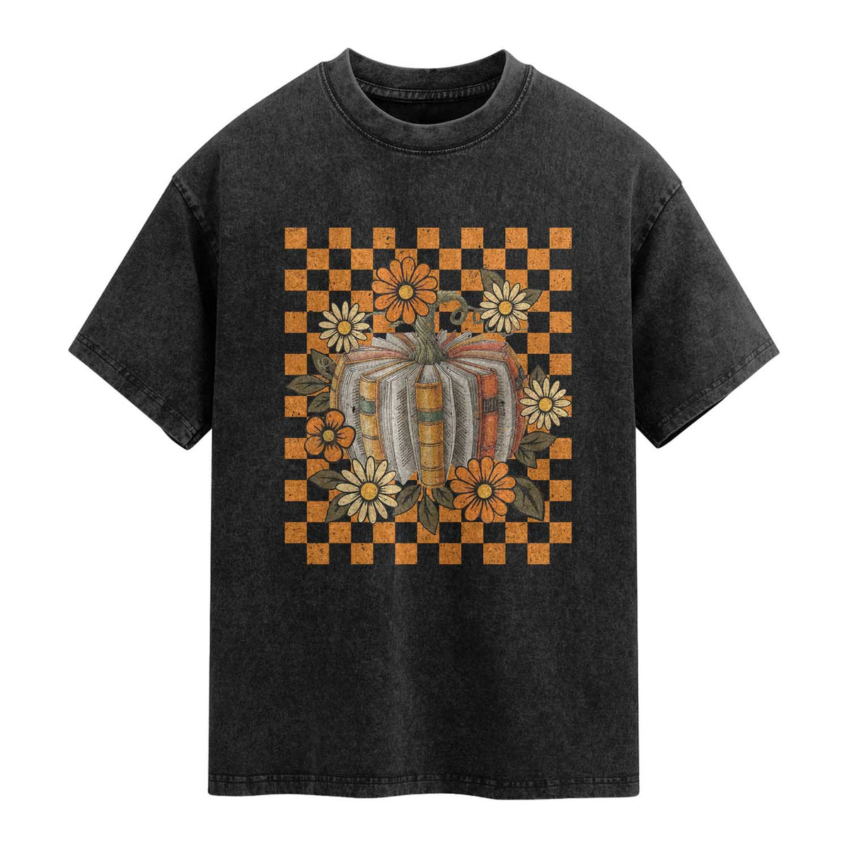 Book Pumpkin Washed Cotton T-Shirt Fall Halloween Book Lover Bookish Gift