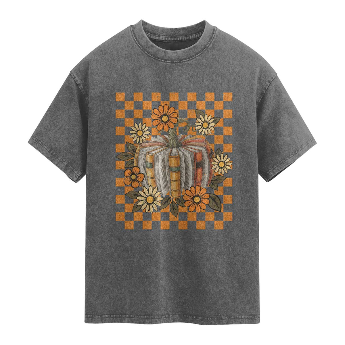 Book Pumpkin Washed Cotton T-Shirt Fall Halloween Book Lover Bookish Gift