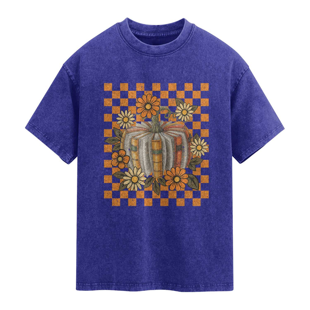 Book Pumpkin Washed Cotton T-Shirt Fall Halloween Book Lover Bookish Gift