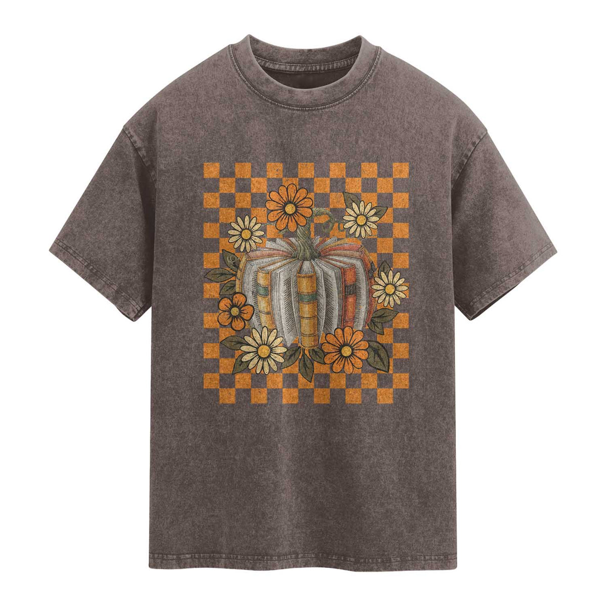 Book Pumpkin Washed Cotton T-Shirt Fall Halloween Book Lover Bookish Gift