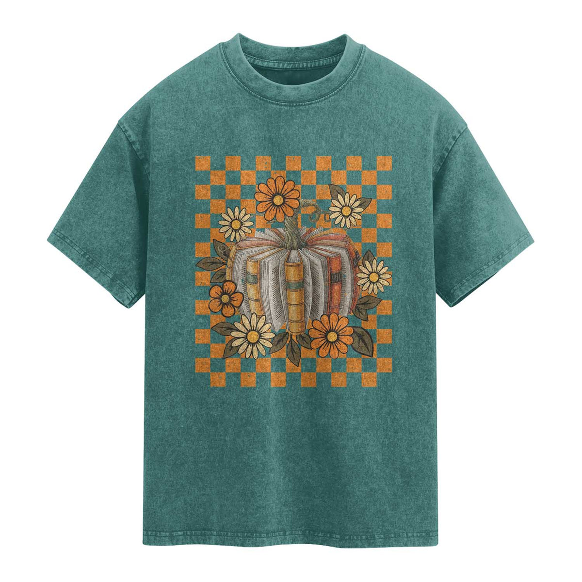 Book Pumpkin Washed Cotton T-Shirt Fall Halloween Book Lover Bookish Gift