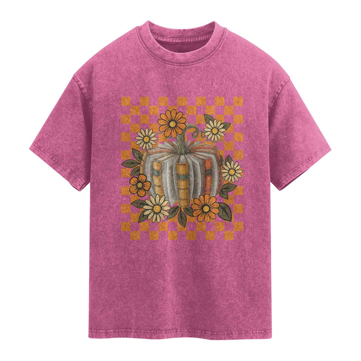 Book Pumpkin Washed Cotton T-Shirt Fall Halloween Book Lover Bookish Gift
