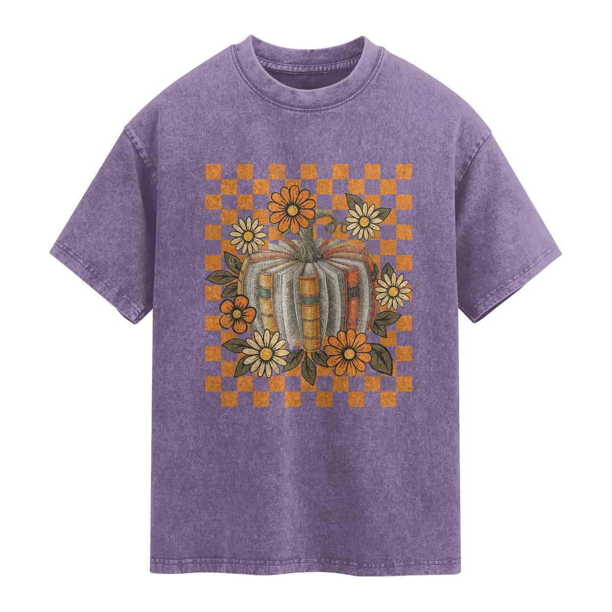 Book Pumpkin Washed Cotton T-Shirt Fall Halloween Book Lover Bookish Gift