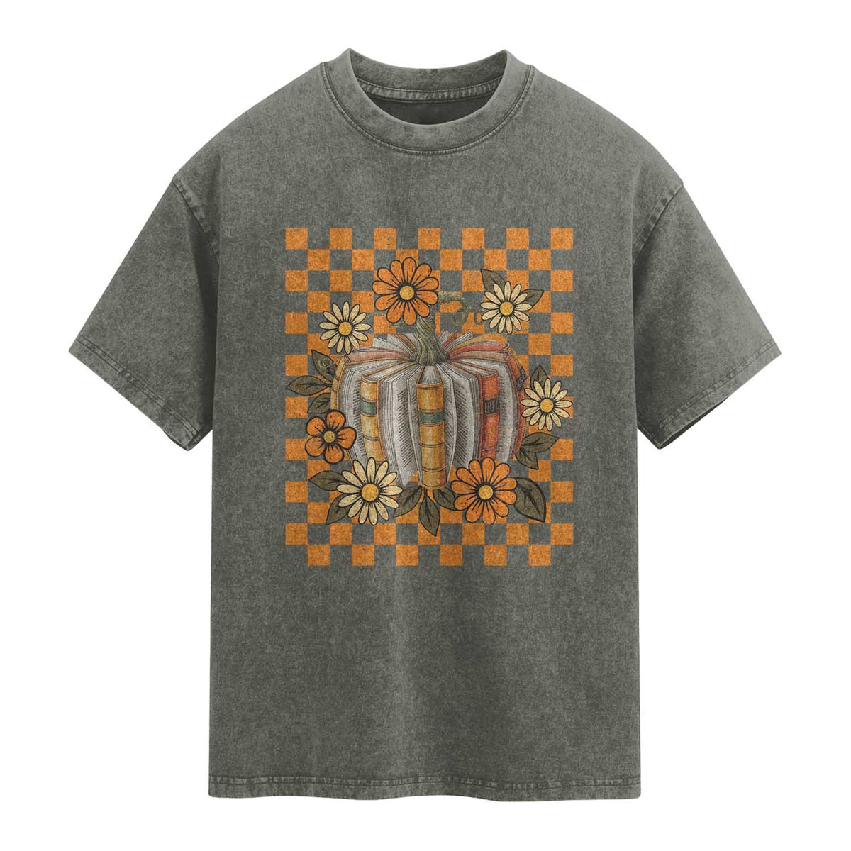 Book Pumpkin Washed Cotton T-Shirt Fall Halloween Book Lover Bookish Gift