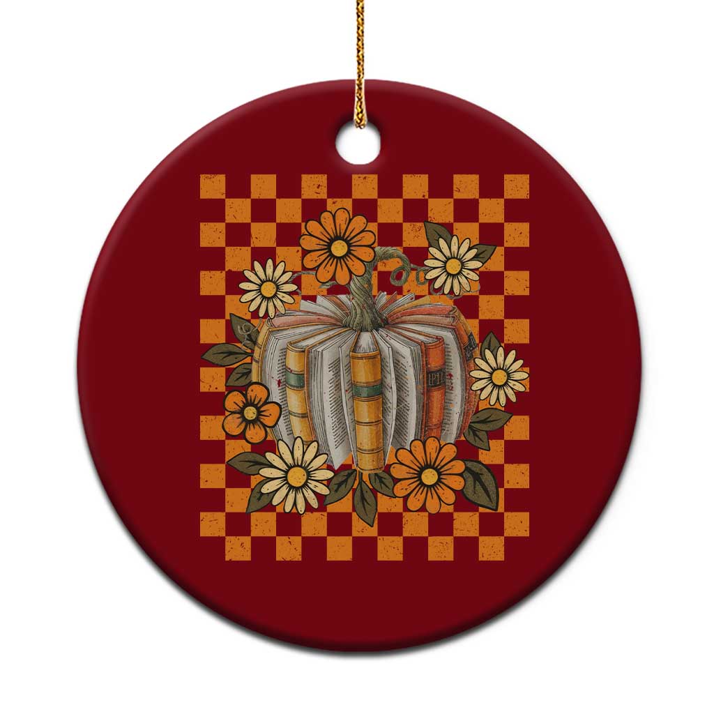 Book Pumpkin Ceramic Ornament Fall Halloween Book Lover Bookish Gift - Wonder Print Shop