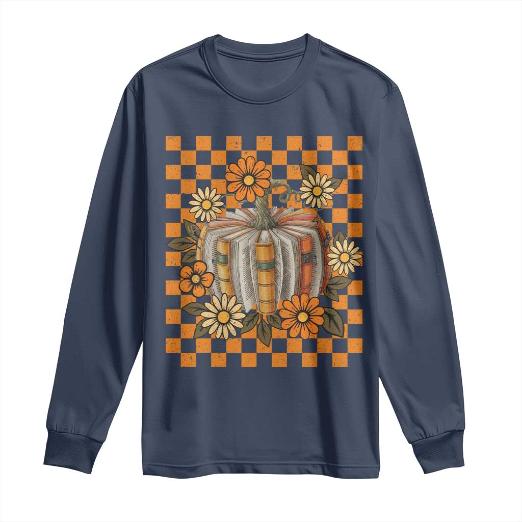Book Pumpkin Long Sleeve Shirt Fall Halloween Book Lover Bookish Gift - Wonder Print Shop