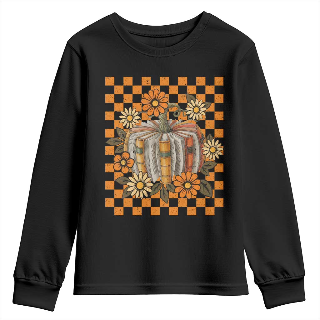 Book Pumpkin Youth Sweatshirt Fall Halloween Book Lover Bookish Gift - Wonder Print Shop