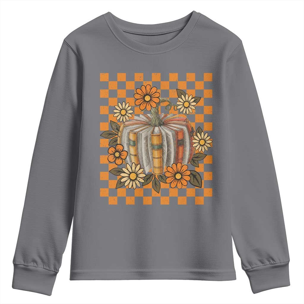 Book Pumpkin Youth Sweatshirt Fall Halloween Book Lover Bookish Gift - Wonder Print Shop