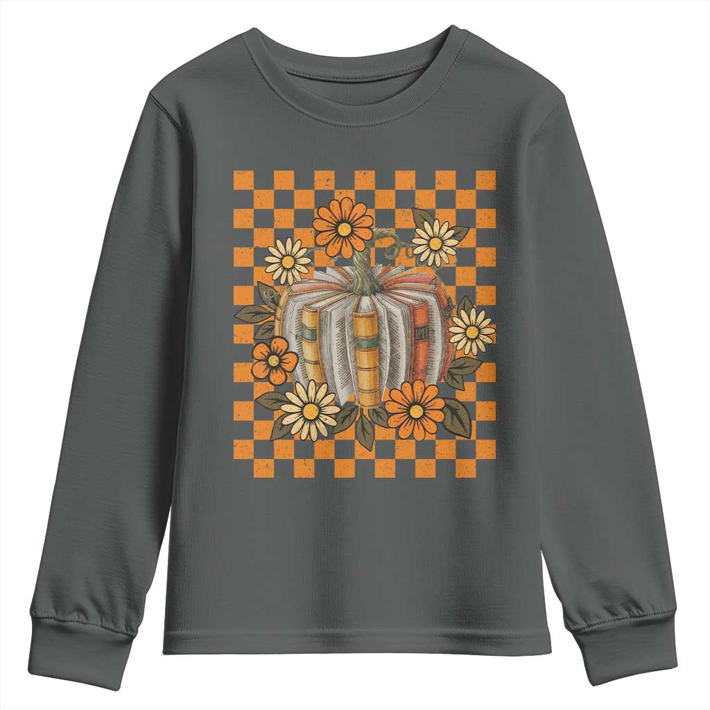 Book Pumpkin Youth Sweatshirt Fall Halloween Book Lover Bookish Gift - Wonder Print Shop