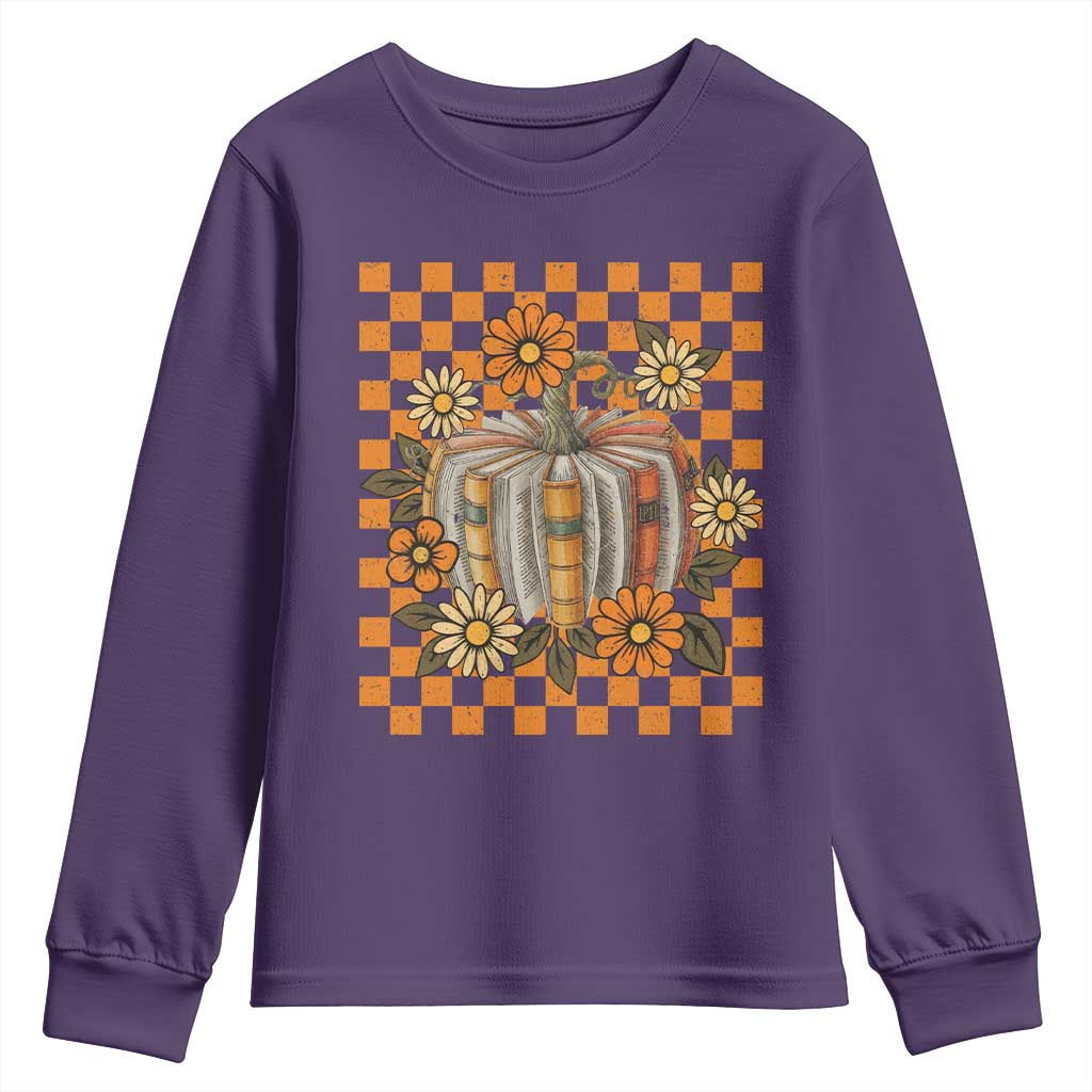 Book Pumpkin Youth Sweatshirt Fall Halloween Book Lover Bookish Gift - Wonder Print Shop