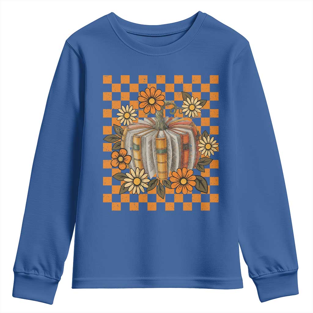 Book Pumpkin Youth Sweatshirt Fall Halloween Book Lover Bookish Gift - Wonder Print Shop
