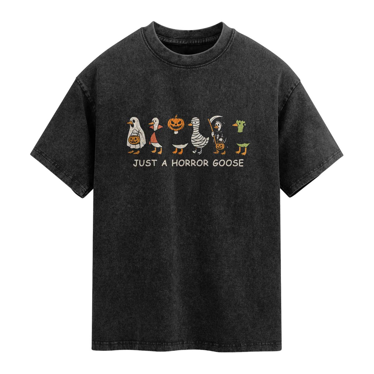 Halloween Funny Goose Washed Cotton T-Shirt Spooky Season 90s Horror Movie