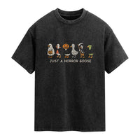 Halloween Funny Goose Washed Cotton T-Shirt Spooky Season 90s Horror Movie