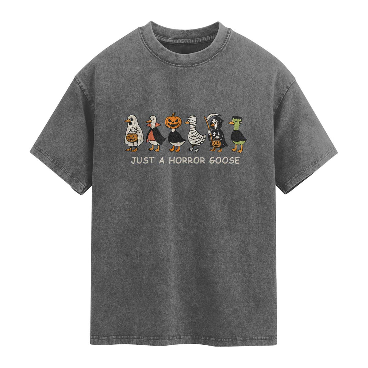 Halloween Funny Goose Washed Cotton T-Shirt Spooky Season 90s Horror Movie