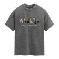 Halloween Funny Goose Washed Cotton T-Shirt Spooky Season 90s Horror Movie