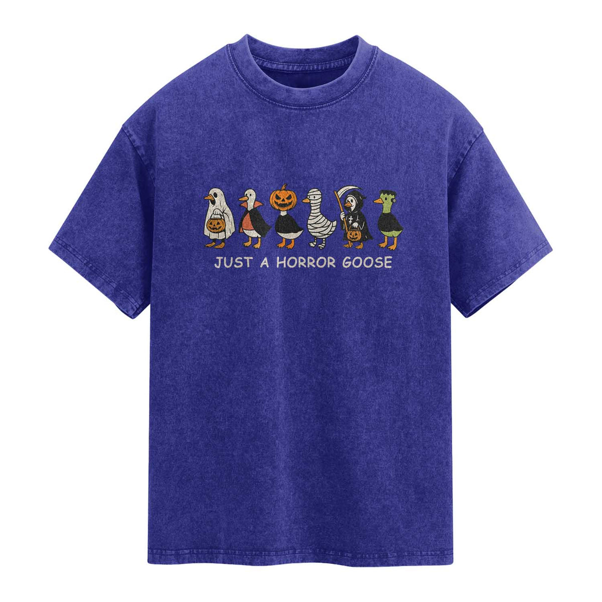 Halloween Funny Goose Washed Cotton T-Shirt Spooky Season 90s Horror Movie