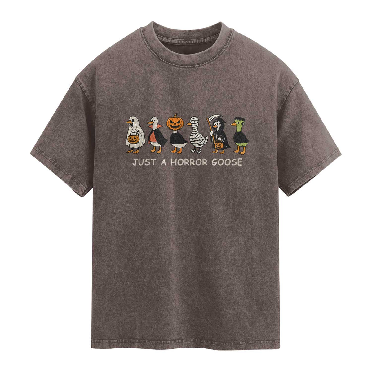 Halloween Funny Goose Washed Cotton T-Shirt Spooky Season 90s Horror Movie