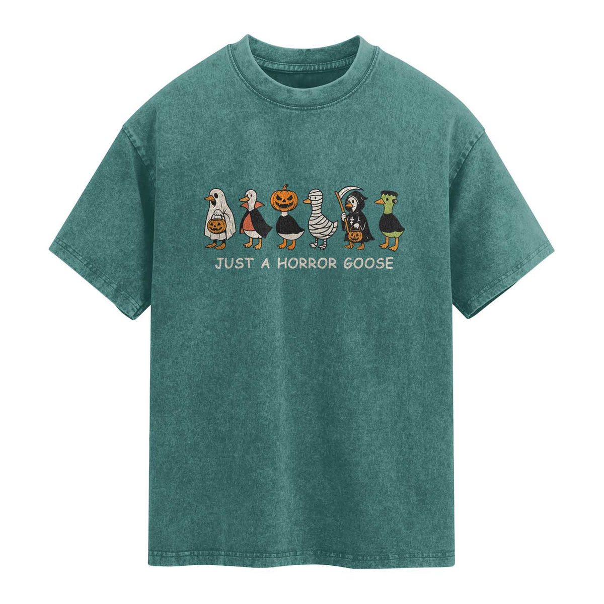 Halloween Funny Goose Washed Cotton T-Shirt Spooky Season 90s Horror Movie