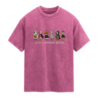 Halloween Funny Goose Washed Cotton T-Shirt Spooky Season 90s Horror Movie