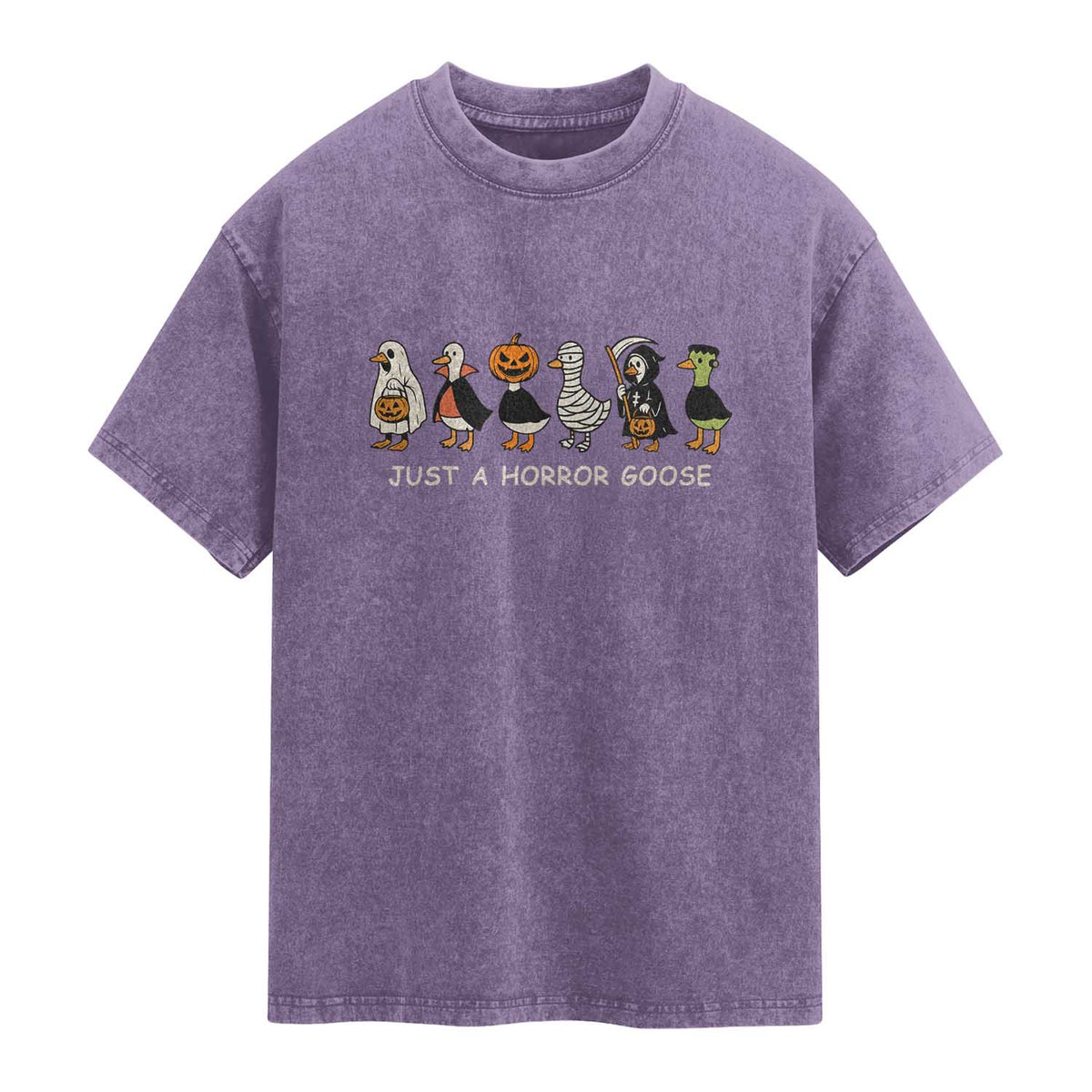 Halloween Funny Goose Washed Cotton T-Shirt Spooky Season 90s Horror Movie