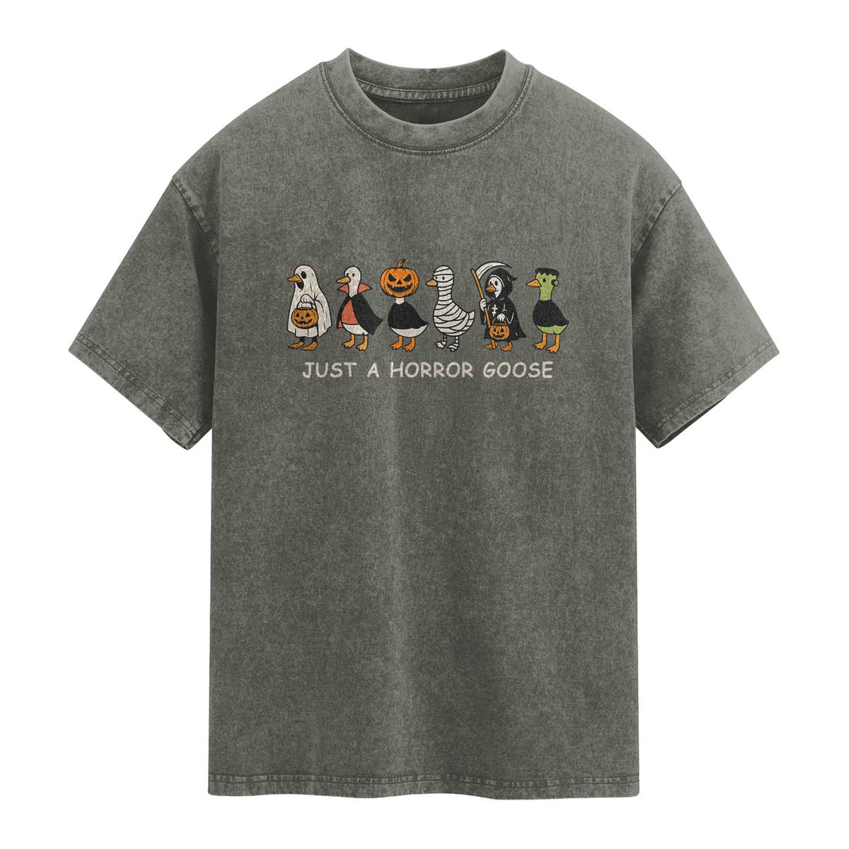 Halloween Funny Goose Washed Cotton T-Shirt Spooky Season 90s Horror Movie