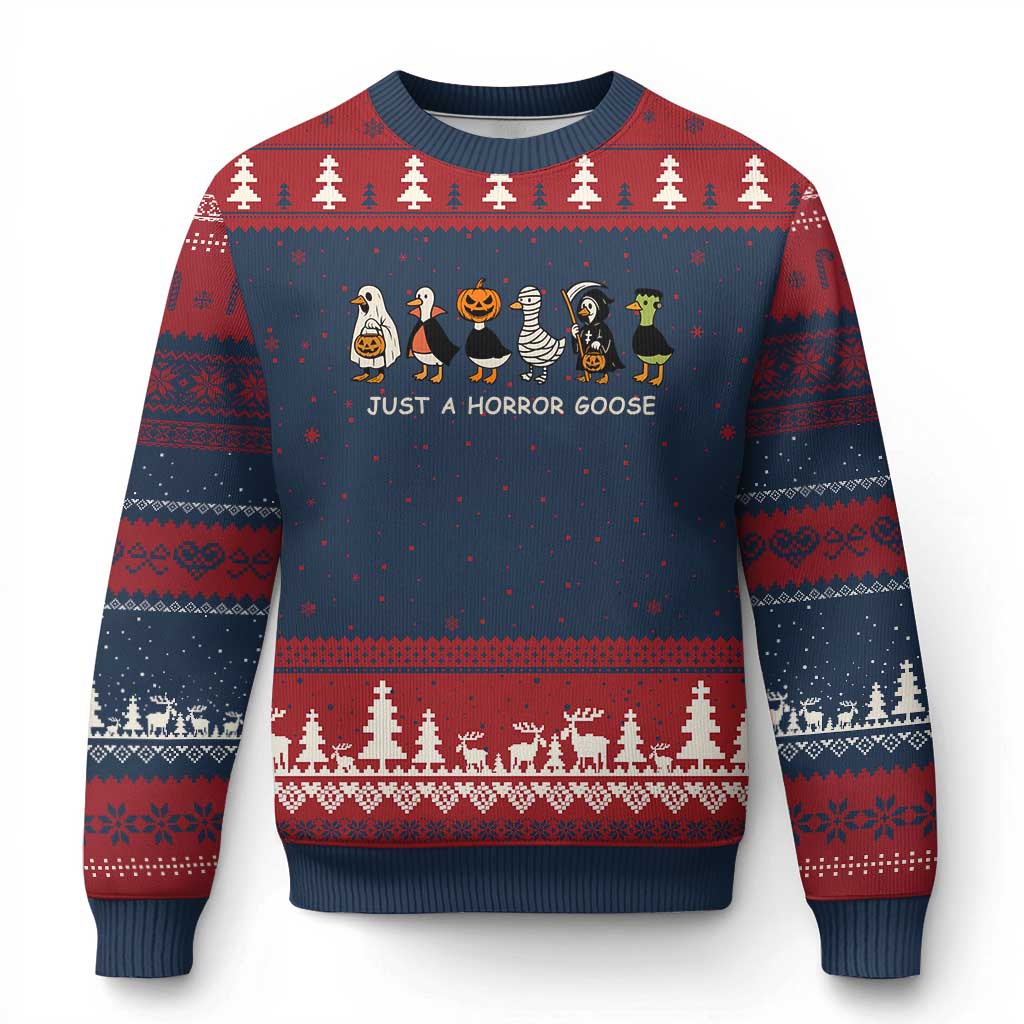 Halloween Funny Goose Ugly Christmas Sweater Spooky Season 90s Horror Movie - Wonder Print Shop
