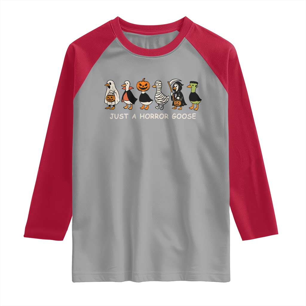 Halloween Funny Goose Raglan Shirt Spooky Season 90s Horror Movie - Wonder Print Shop