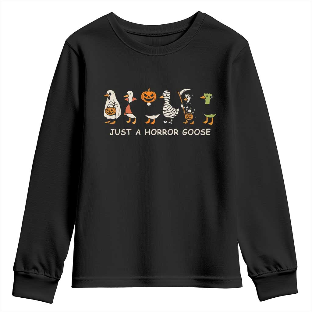 Halloween Funny Goose Youth Sweatshirt Spooky Season 90s Horror Movie - Wonder Print Shop