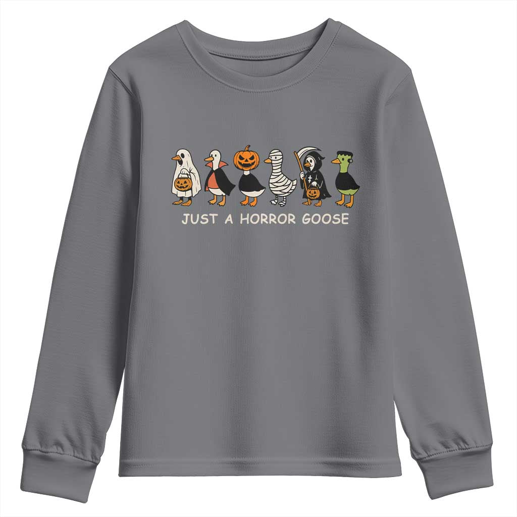 Halloween Funny Goose Youth Sweatshirt Spooky Season 90s Horror Movie - Wonder Print Shop
