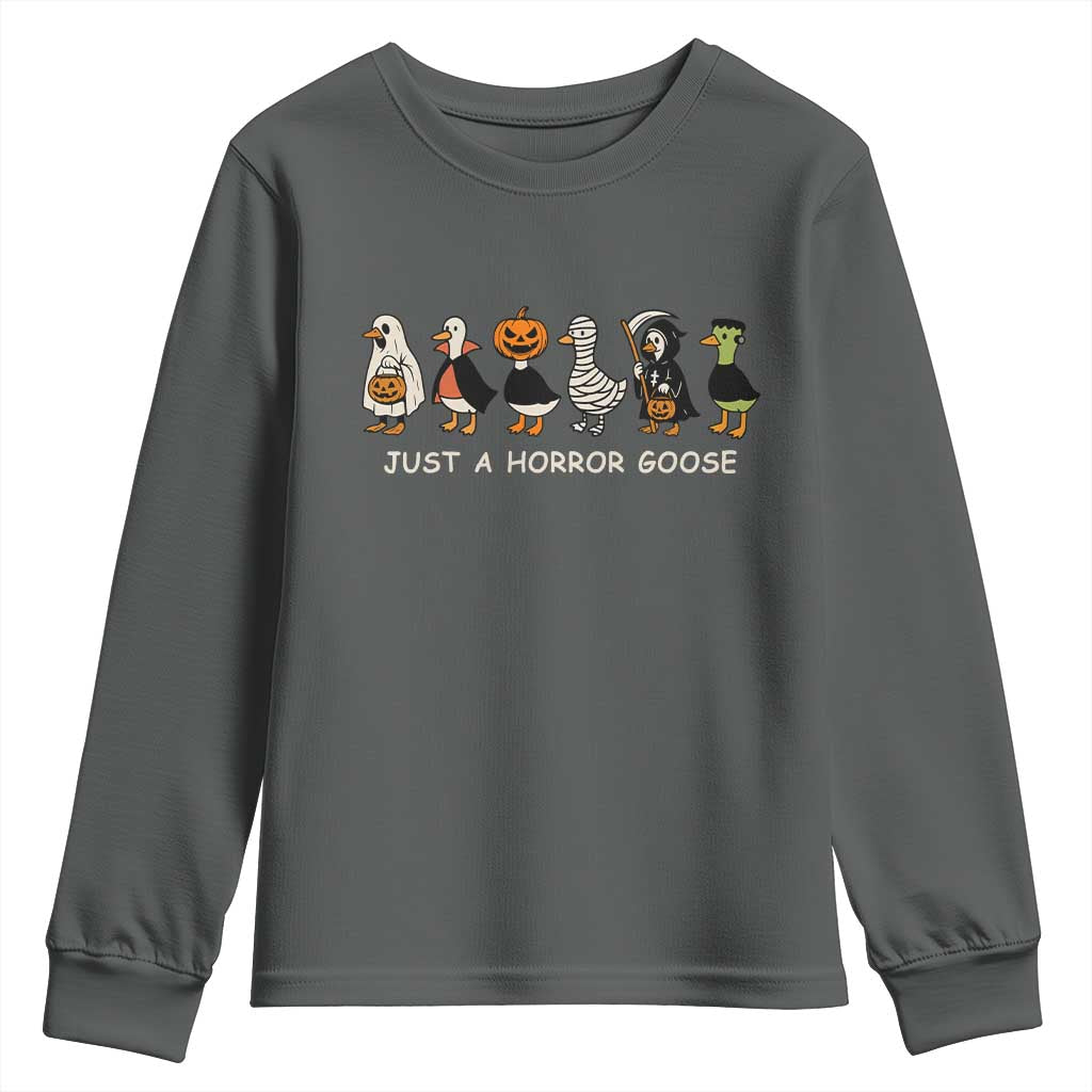 Halloween Funny Goose Youth Sweatshirt Spooky Season 90s Horror Movie - Wonder Print Shop