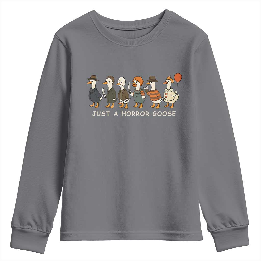 Halloween Funny Goose Costume Youth Sweatshirt Funny Spooky Season Horror Movie - Wonder Print Shop