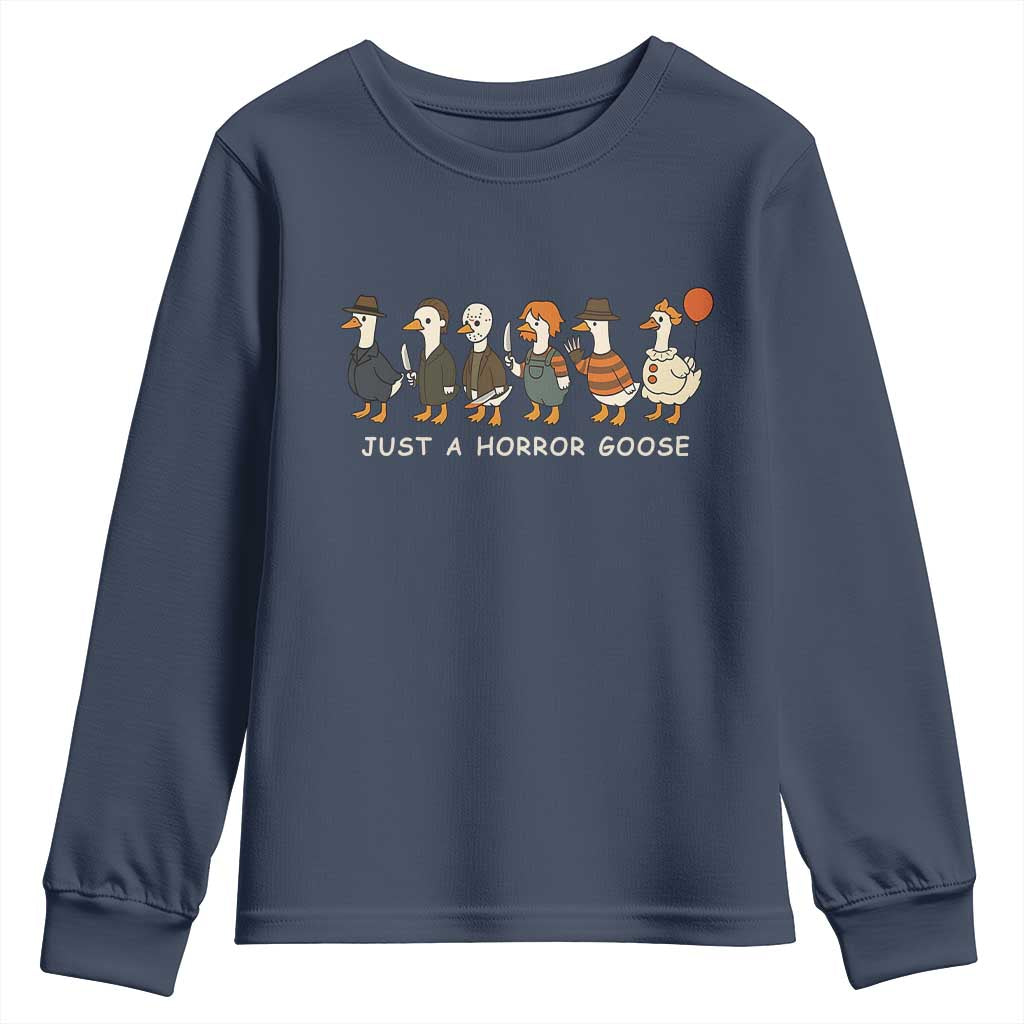 Halloween Funny Goose Costume Youth Sweatshirt Funny Spooky Season Horror Movie - Wonder Print Shop