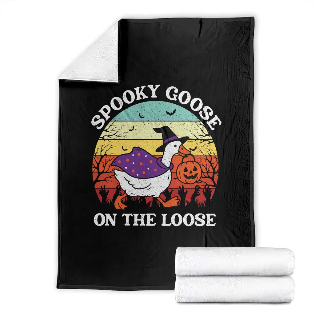 Witchy Silly Goose Throw Blanket Retro Girly Halloween Spooky Goose Lover - Wonder Print Shop