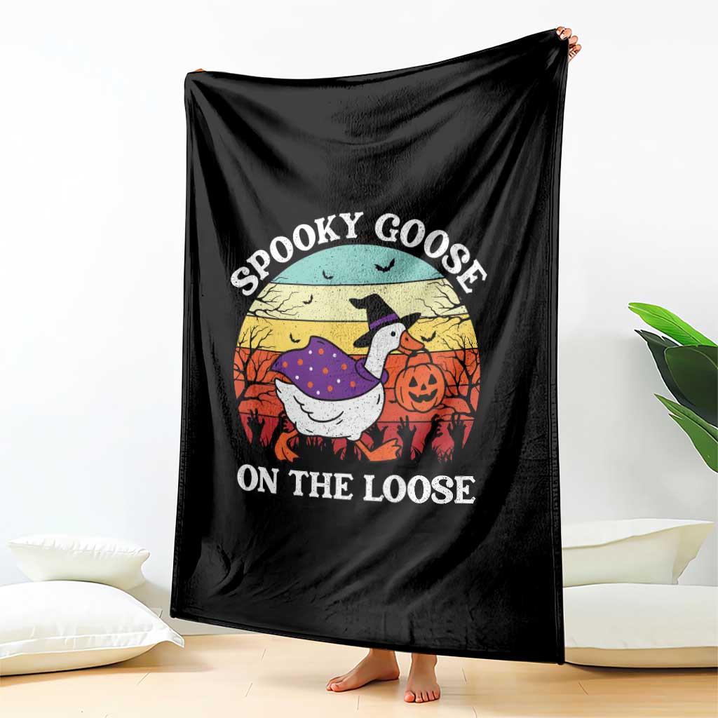 Witchy Silly Goose Throw Blanket Retro Girly Halloween Spooky Goose Lover - Wonder Print Shop