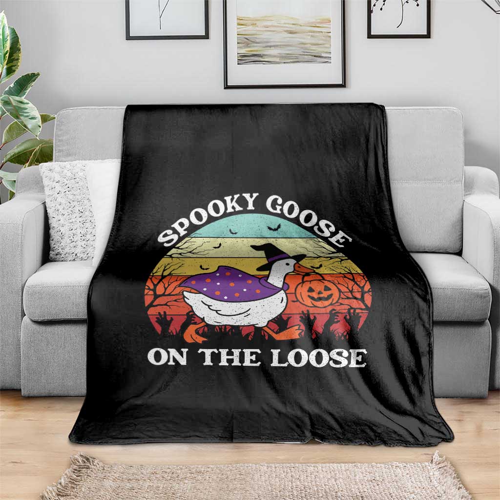 Witchy Silly Goose Throw Blanket Retro Girly Halloween Spooky Goose Lover - Wonder Print Shop