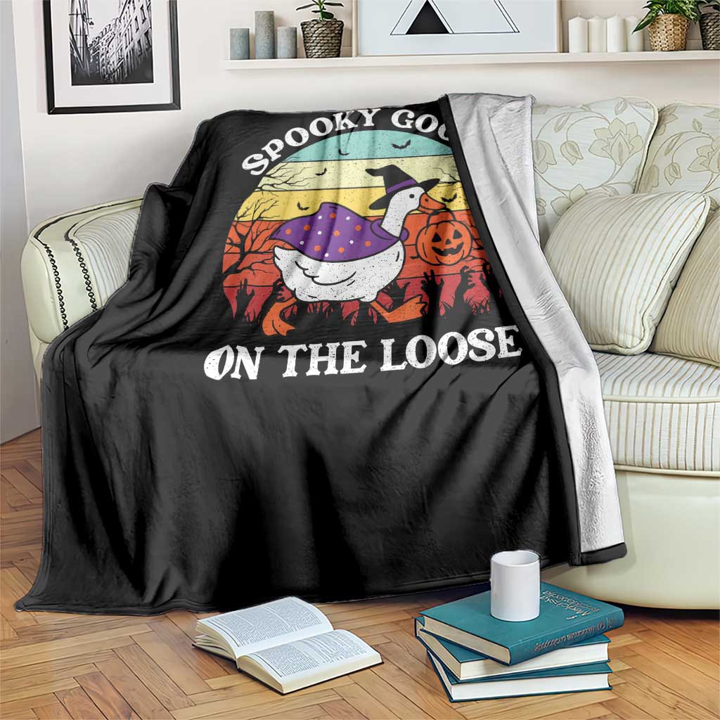 Witchy Silly Goose Throw Blanket Retro Girly Halloween Spooky Goose Lover - Wonder Print Shop