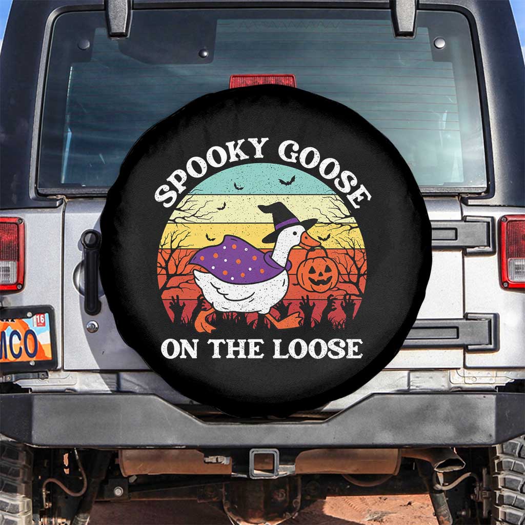 Witchy Silly Goose Spare Tire Cover Retro Girly Halloween Spooky Goose Lover - Wonder Print Shop
