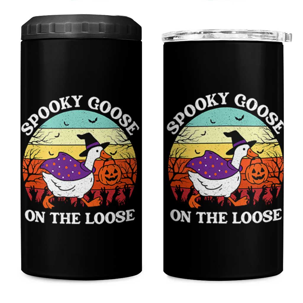 Witchy Silly Goose 4 in 1 Can Cooler Tumbler Retro Girly Halloween Spooky Goose Lover - Wonder Print Shop